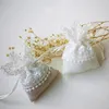 Gift Wrap 30pcs Lace Jewelry Gift Bag White/Beige Drawstring Bag for Home Holiday Party DIY Decoration Wedding Candy Dragees Packaging 231102