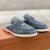 LP PIANA slippers casual Shoes Summer Charms embellished Walk suede Luxe lounge Mule shoes Genuine leather slip-on flats for men women Luxury factory footwear