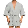Мужская одежда для сна, халат, кимоно, хлопковое Roupao Masculino, повседневная пижама, сексуальное нижнее белье Ropa De Dormir, однотонная одежда