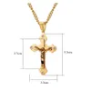 Rhinestone CZ Multilayer Gold Cross Kristus Jesus Pendant Halsband för män Kvinnor Rostfritt stålkedja gåva smycken 60 cm