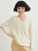 Kadın Sweaters O kadar çok mizaç! V yaka kazak çırıltı kazak dişi 100 saf dip gevşek artı boyutu