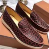 New LP PIANA Genuine crack leather Casual Shoes Walk mens luxury designer leopard print Flats driving dress shoe official big size 45 46