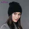 Beanie/Kafatası Kapakları Keyifli Kadınlar Sonbahar Kış Şapkaları Elastik Örme Yün Pamuk Gorro Katı Çok Havalı Beanies Kapak Üstü Sevimli Sıradan Şapkalar 231102