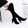 Boots Over The Knee Women Boots Botas Mujer Invierno In Stretch Fabrics High Heel Slip on Shoes Pointed Toe Long Botte Femme 231102