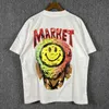 American Fashion Brand Bug Rodman Smiling Face Cartoon Graffiti Vintage High Street Men's Loose Short Sleeve T-shirt Couple Summer