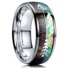 Wedding Rings 48 Styles 8mm Black Brushed Men Stainless Steel Inlay Hawaiian Koa Wood Meteorite Arrow Ring Women Band Gifts