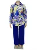 RUKAS Plus rozmiar dwuczęściowy zestaw kobiet 2023 koszule z nadrukiem topy i spodnie z kieszeniami szerokie nogawki moda jesienna dopasowany garnitur Dropshipping