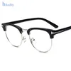 Whole-Half Frame Clear Glasses Myopia Clear Frame Glasses Women Men Spectacle Frame Gold Clear Lens Optical Glass Lunette1226z