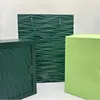 Designer de caixa de relógio de madeira de luxo acessórios de relógio masculino original feminino desdobrar caixa de relógio caixa verde brochura cartão acessórios certificado bolsa