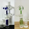 Yeşil Küçük Cam Su Bongs Dab Teçhizatlar Percolater Nargile Teçhizat 14mm Eklem Cam Bong Su Boru Külleri Catchers