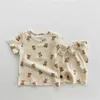 新しいファッションサマー幼児のベビージール服セットソフトコットンTシャツウィスショート
