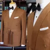 Män passar 2 stycken Slim Fit Casual Business Brown Shawl Lapel Formal Tuxedos för bröllopsbrudmenter