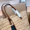 Storage Bags Summer 2023 Designer Women'S Woven Luxury Tote Bag Handmade Straw Shoulder Purse Crossybody Vacation Vibes