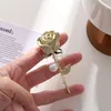 Fashion Inlaid Rhinestone Gold Color Rose Brooches For Women Luxury Design Personality Metal Brooch Lapel Pins Jewelry Gifts