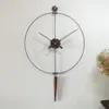 Single Pole Single Circle Invisible Hook Spanien Nordic Light Luxury Decorative Clock Living Room Personlighet Kreativ modern bakgrund Vägghänge Konst Väggklocka