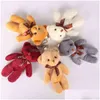 Schleczone pluszowe zwierzęta 12PCS na działkę 12 cm 20 kolorów Niedźwiedź Plush Toys Mini Teddy Dolls Mały prezent na imprezę Prezent Weselna Pendant Cut Dhnwh