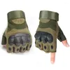 Cycling Gloves Motorcycle Combat Hard Knuckle Fingerless For Bicycle Men's Tactical Military Shooting Paintball