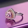 Ringe für Frauen S925 Sterling Silber Rosa Herz Topas Edelstein Edlen Schmuck Romantische Niedliche Hochzeit Verlobungsring Accessoires Y189232L