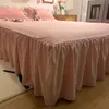 Bedding sets Pink Ruffled Seersucker Duvet Cover Set 34pcs Soft Lightweight Down Alternative Grey Bedding Set with Bed Skirt and Pillowcases 230331