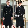 모직 일반 코트 남자 독일 장교 가을 겨울 유니폼 중간 길이 이중 가슴 검은 양모 그레이트 코트 코트 탑