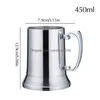 Mugs Ups 16 Oz Ounce Double Wall Stainless Steel Tankard Beer Mug Cocktail Breakfast Tea Milk 450Ml Handgrip Coffee Cup Bar Tools Dr Dhvz2