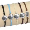 Armreif im Sport-Stil, verstellbar, inspirierend, Wachsschnur-Armband für Damen und Herren, Fußball, Baseball, Basketball, gewebter Seil-Ball-Charm