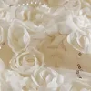 Conjuntos de cama High End Chiffon Lace Flores Lantejoulas Conjunto Luxo Algodão Egípcio Princesa Casamento Sólido Duveta Capa Cama Folha Fronhas