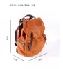 Sac à dos de qualité supérieure Vintage pliable en cuir de vache tanné végétal pour hommes unisexe grande capacité sac d'école décontracté en cuir voyage