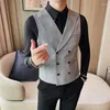 Gilets pour hommes Style britannique Double boutonnage costume gilet hommes mince décontracté affaires sans manches banquet fête smoking serveur discothèque gilet