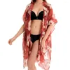 Kvinnors badkläder Boho Cardigan sundress Kvinnor Summer Bohemian Print Beachwear 2023 Ladies Kimono Femme Bikini Coverup Swimsuit Cover Up Up