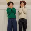 プルオーバーの男の子と女の子編みのセーターツイーターストライプ秋の春の子供のセーターブラシをかけた頑丈なベビー服110y 231102