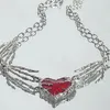 Ожерелья с подвесками в стиле панк, крутое красное сердце, из нержавеющей стали, цепочка-колье с призрачным когтем, ожерелье для женщин, индивидуальные модные ювелирные аксессуары