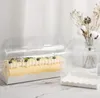 Boîte d'emballage transparente en rouleau de gâteau avec poignée, boîte à gâteau au fromage en plastique Transparent écologique, boîte à rouleau suisse de cuisson dh0378