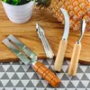 150ses of 4 in1 Vegetable Tools suit Sugarcane Peeling Knives Pineapple Peeling Knife Artifact Planing Knife Stainless Steel with wooden handle