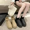 Boots Thick-soled Snow Women's Winter Fashion All-match Rhombic Flying Woven Leather Short Cotton Shoes