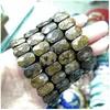Strand Natural Stone Elastic Armband Green Dongling Tiger Eye Crystal Handgjorda Energy Gem Healing Men's and Women's Soul Jewelry