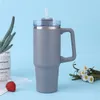 Su Şişeleri 900ml Kupa Tumbler Tutlu Yalıtımlı Kapaklar Saman Paslanmaz Çelik Kahve Termos Kupası Seyahat Termal