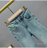 Damenjeans, Röhrenjeans für Damen, Frühlingstuch, hohe Taille, schlankmachend, schwere Stickerei, Bohren, Denim-Hosen, lange Hosen, 231101