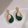 Boucles d'oreilles coréennes à la mode vert goutte à goutte huile Zircon pour femmes fille Simple irrégulière géométrique balancent boucle d'oreille fête personnalité bijoux