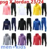 Qqq8 2023 2024 Paris Survêtement Futbol Hommes Manches Longues 22 23 24 S Sweat À Capuche Survetement Ensembles Hommes Sportswear Costumes D'entraînement Pour Adultes Football