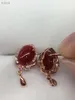 Orecchini a bottone KJJEAXCMY Boutique Jewelryar Rilevamento di supporto di 925 Unghie dell'orecchio femminile di corallo rosso rubino naturale intarsiato in argento