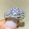 Eheringe CAOSHI Anmutiger, wunderschöner Antragsring für Damen, Verlobungszeremonie, Schmuck mit brillantem Zirkonia, elegantes weibliches Bandgeschenk