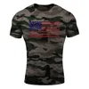 Camisetas masculinas masculino bandeira americana impressão de manga curta de manga curta esporte ao ar livre correr calças justas