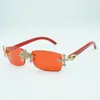 Lunettes de soleil cool Cross Diamond 3524012 avec pieds en bois rouge naturel et verres taillés 56 mm