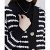 Chandails pour femmes Femmes Singlebreasted Knit Loose Coat Vneck Stripe Cardigan Pull Manteau Casual Pardessus Bureau Veste Femmes Automne Hiver 231102