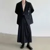 Vestes pour hommes Noymei Style chinois Costume Manteau Tendance Mode Accessoires en métal Noir foncé Lâche Casual Blazers Menwear