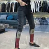 Dżinsy męskie spersonalizowane drukowanie europejscy mężczyźni pokazują szczupłe modne stóp spodnie Casual Party Club Spodery