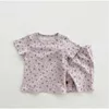 Yeni moda yaz yürümeye başlayan bebek kız giysileri seti yumuşak pamuk t gömlek withshorts 2pcs çocuk kızlar çiçek kıyafetleri çocuk giyim takım elbise