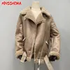 Frauen Wollmischungen MNCCMOAA 2024 Hohe Qualität Winter Frauen Mode Lose Dicke Lamm Doppelseitige Biker Jacke Mantel Weibliche Solide Reißverschluss warme Outwear 231102