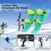 Ramponi da alpinismo Mini pattini da sci corti Mini scarpe da sci da pattinaggio corte Adjuatable Adulti Scarpe corte Lame da neve portatili per gli sport invernali all'aperto 231102